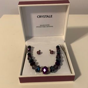 Swarovski Crystal Purple/Dark Necklace and Earring Set